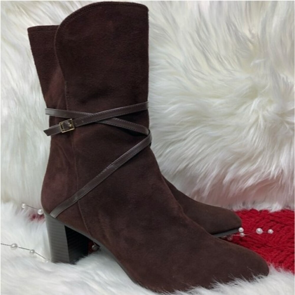 Isaac Mizrahi Live Mid-calf Suede Boots Brown 10 - Picture 11 of 16